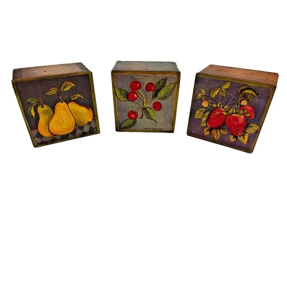 Wood Keepsake Box Handmade. Painted Lids by Telle M. Stein 1997 Farm Chic - Picture 1 of 3